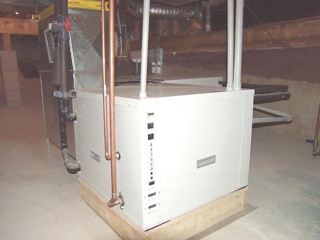 Installed water-to-water unit; exact model unconfirmed